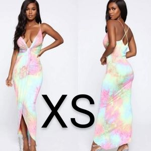🆕Fashion Nova Pastel Pink/Combo Maxi Dress~Size XS